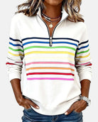 Ines Paris | Sweat-Shirt Femme Rayé Demi-Zip Coupe Ample