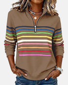 Ines Paris | Sweat-Shirt Femme Rayé Demi-Zip Coupe Ample