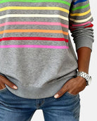 Ines Paris | Sweat-Shirt Femme Rayé Demi-Zip Coupe Ample