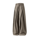 Xavier | Pantalon Large Homme Taille Haute à Pinces en Tissu Fluide - Marron clair