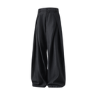 Xavier | Pantalon Large Homme Taille Haute à Pinces en Tissu Fluide - Noir
