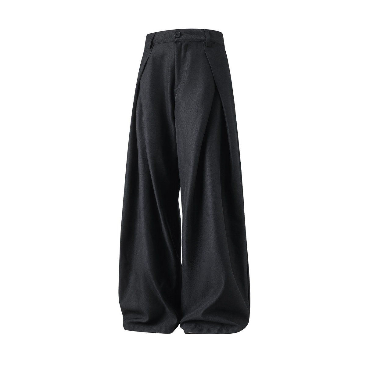 Xavier | Pantalon Large Homme Taille Haute à Pinces en Tissu Fluide - Noir