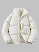 Yves | Doudoune Courte Homme Matelassée Doublure Peluche et Poignets Élastiques - Blanc cassé
