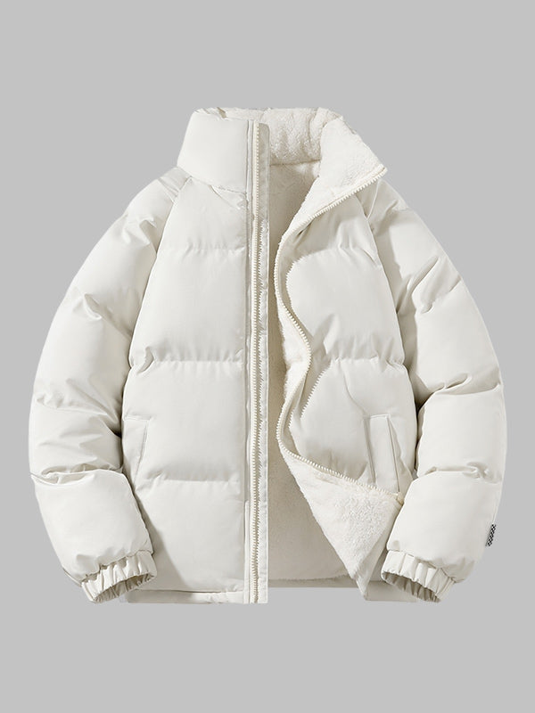 Yves | Doudoune Courte Homme Matelassée Doublure Peluche et Poignets Élastiques - Blanc cassé